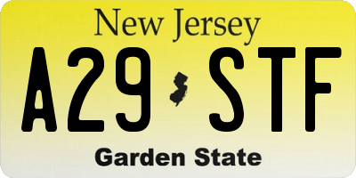 NJ license plate A29STF