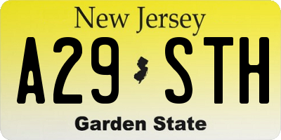 NJ license plate A29STH