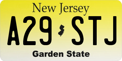 NJ license plate A29STJ