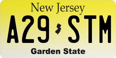NJ license plate A29STM