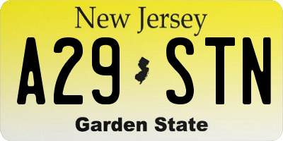 NJ license plate A29STN