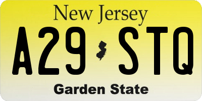 NJ license plate A29STQ