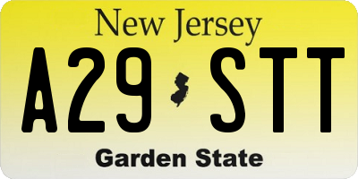 NJ license plate A29STT