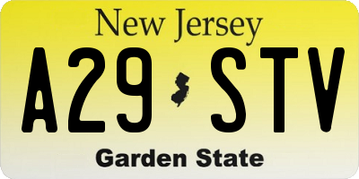 NJ license plate A29STV