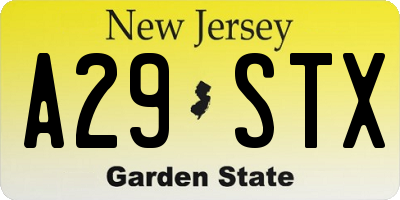 NJ license plate A29STX