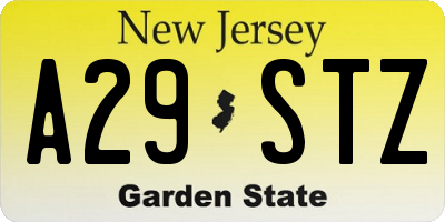 NJ license plate A29STZ
