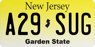 NJ license plate A29SUG