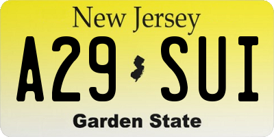 NJ license plate A29SUI