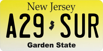 NJ license plate A29SUR