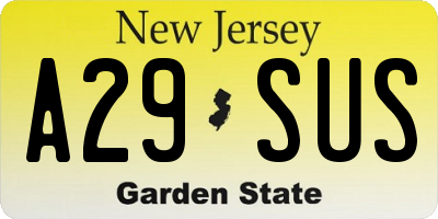 NJ license plate A29SUS