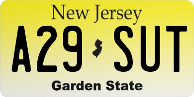 NJ license plate A29SUT
