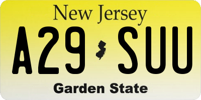 NJ license plate A29SUU