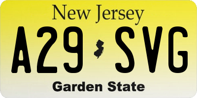 NJ license plate A29SVG