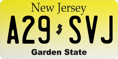 NJ license plate A29SVJ