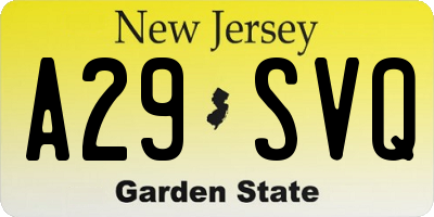 NJ license plate A29SVQ