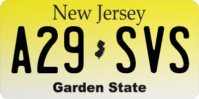 NJ license plate A29SVS