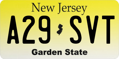 NJ license plate A29SVT