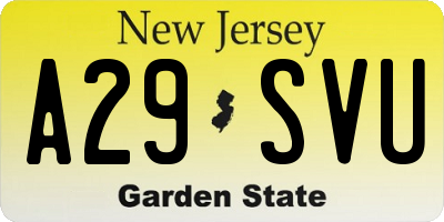 NJ license plate A29SVU