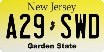 NJ license plate A29SWD