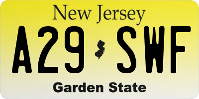 NJ license plate A29SWF