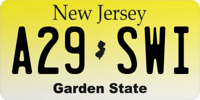 NJ license plate A29SWI