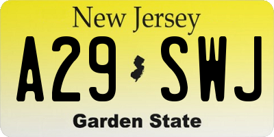 NJ license plate A29SWJ