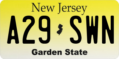 NJ license plate A29SWN