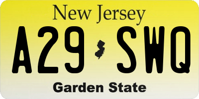 NJ license plate A29SWQ