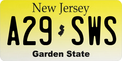 NJ license plate A29SWS