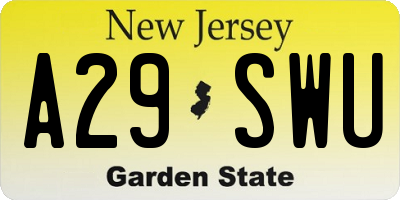 NJ license plate A29SWU