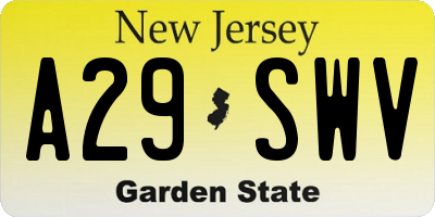 NJ license plate A29SWV