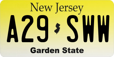 NJ license plate A29SWW