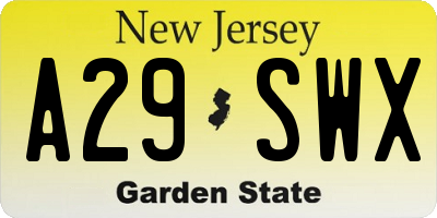 NJ license plate A29SWX