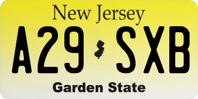 NJ license plate A29SXB