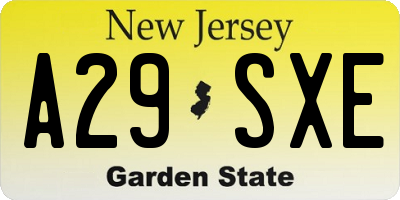 NJ license plate A29SXE