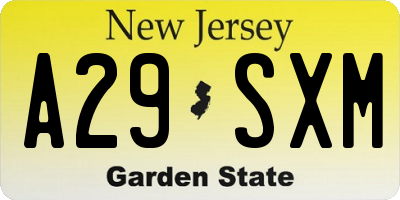 NJ license plate A29SXM