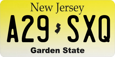 NJ license plate A29SXQ