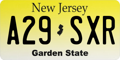 NJ license plate A29SXR
