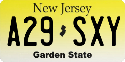 NJ license plate A29SXY