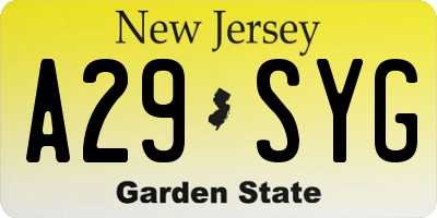 NJ license plate A29SYG