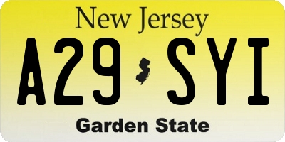 NJ license plate A29SYI