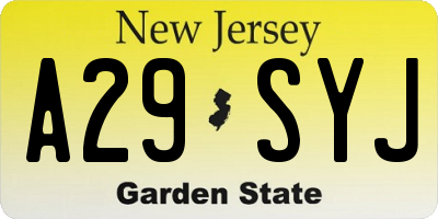 NJ license plate A29SYJ