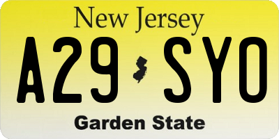 NJ license plate A29SYO