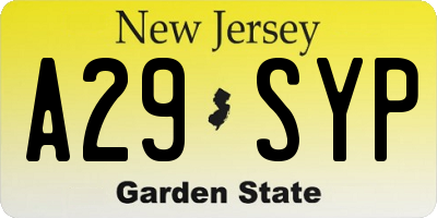 NJ license plate A29SYP