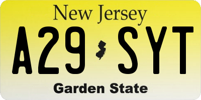 NJ license plate A29SYT