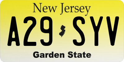 NJ license plate A29SYV