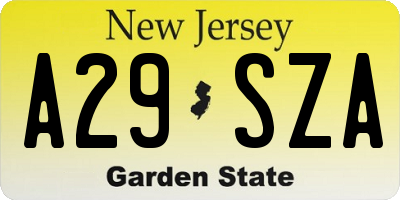 NJ license plate A29SZA