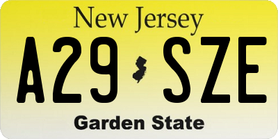 NJ license plate A29SZE
