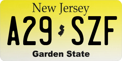 NJ license plate A29SZF
