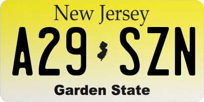 NJ license plate A29SZN
